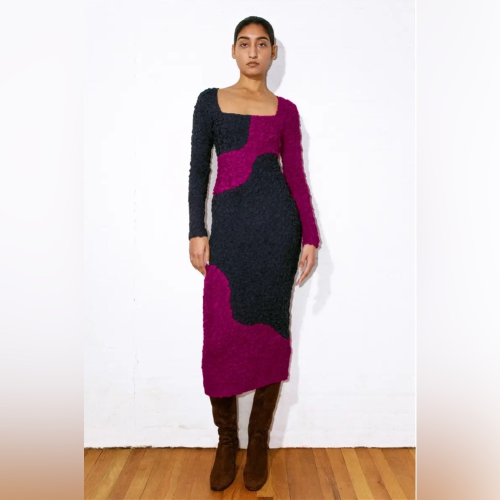 Mara Hoffman Amy Popcorn Dress Navy Pink NWT SZ S